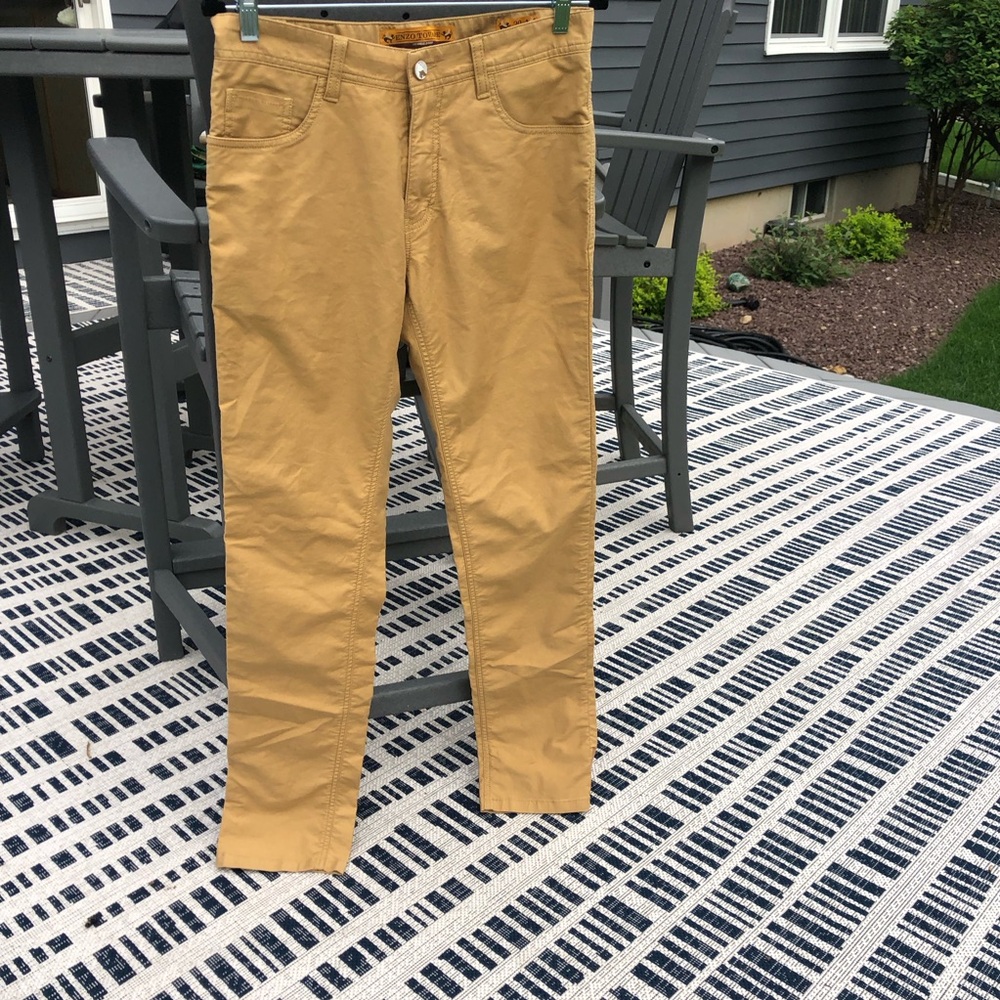 Slim Straight Khaki Pants in tan